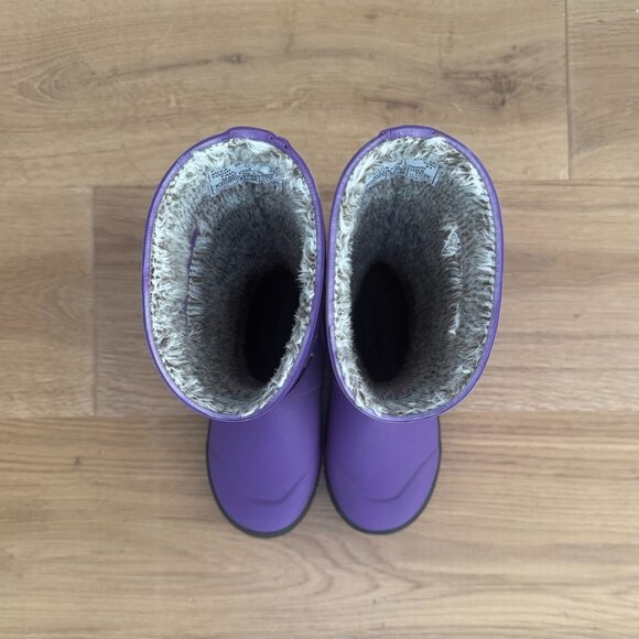 Bogs Kids Waterproof Plush Rain Boots Purple - Barely Worn - Fuzzy Warm size 1 - Picture 13 of 13
